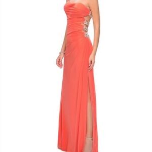 BNWT La Femme Strapless Beaded Gown